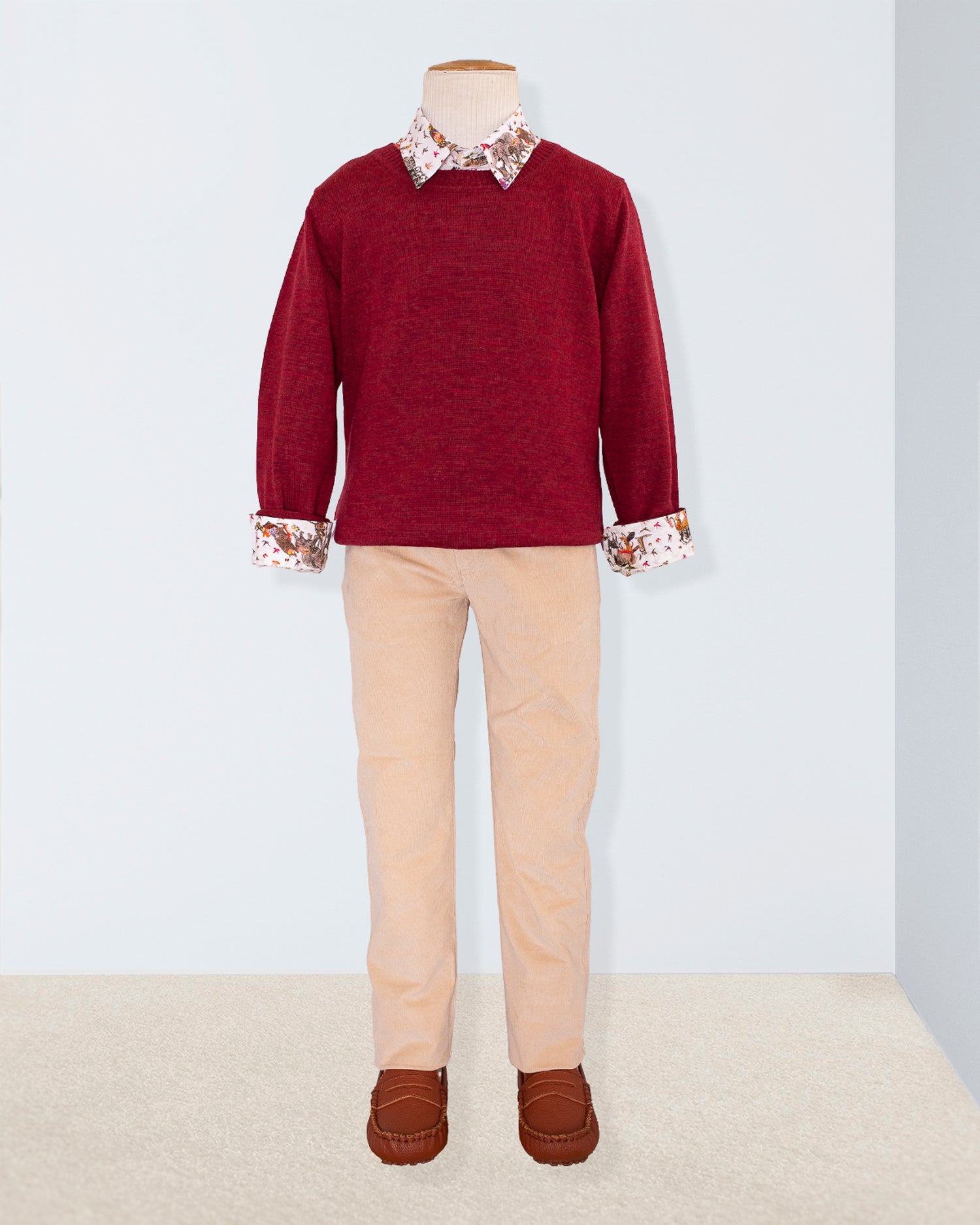Crew Neck Sweater in Fine Birchwood Mélange Wool